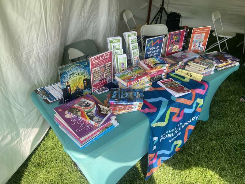 Rochester Public Library table
2024 Rochester Pride, Rochester
May 20th, Soldiers Field

Rochester Minnesota, USA