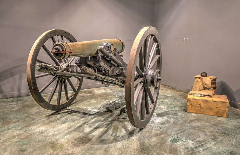 M1857 12-Pounder Napoleon. This cannon was cast at the William N. Hooper Foundry in Boston. Delivered to the US Army in 1864, it was assigned to the 13th New York Independent Battery in the Spring of 1864. This weapon saw service from the Battle of