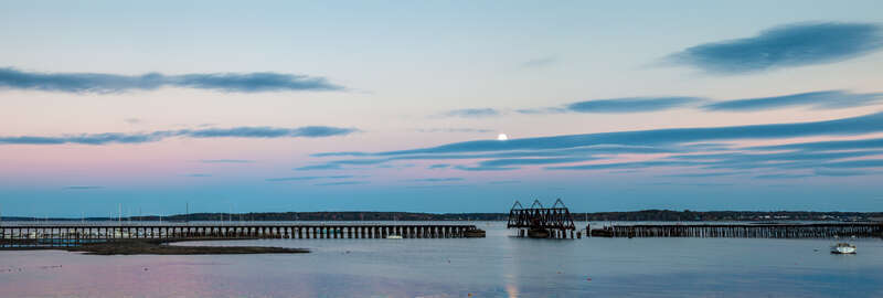 Three images merged with Lightroom 6.

This wooden trestle was constructed in 1848 by the Atlantic and St. Lawrence RR to connect Portland with Yarmouth, ME and eventually with Montreal.  Later it became the Grand Trunk Railroad headquartered in