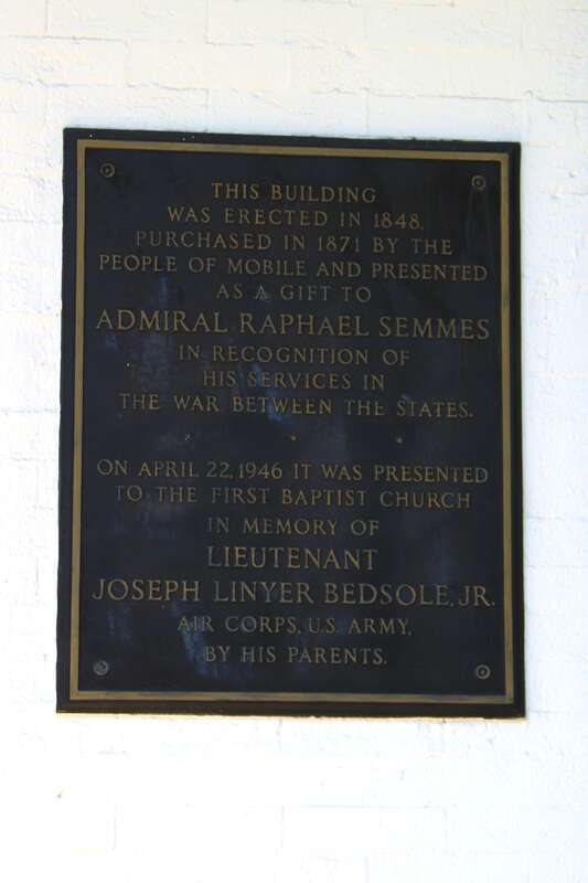 Admiral Raphael Semmes House at 804 Government Street in Mobile, Alabama.  On the National Register of Historic Places.  Despite the date of 1848 on this plaque, the house was built in 1858 according to the city of Mobile's Historic Development