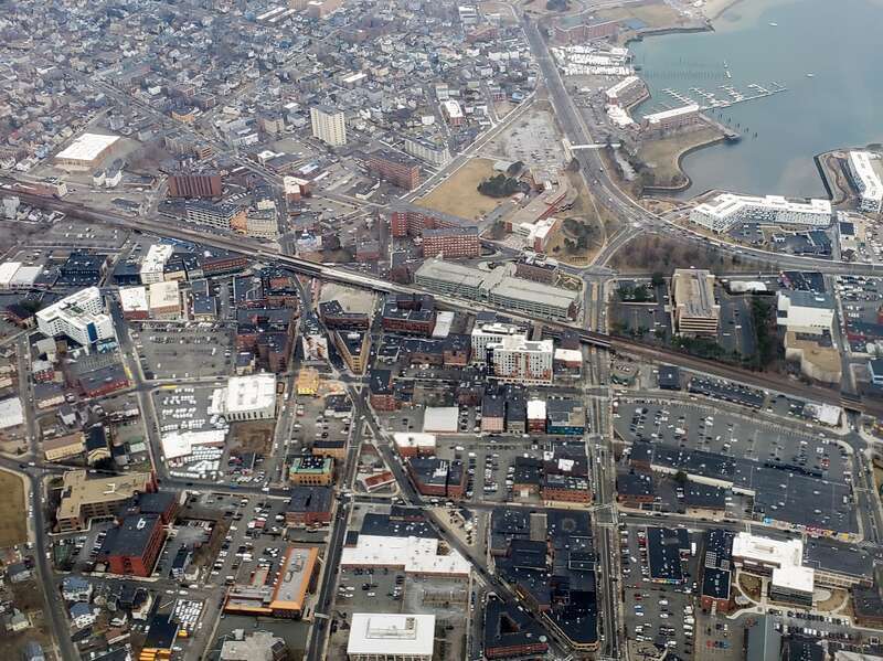 Aerial view of Lynn, Massachusetts, in March 2023