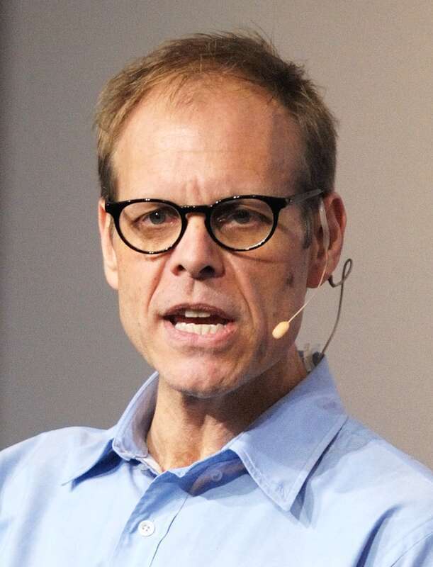 Alton Brown speaking at the Google Campus in Mountain View, CA.