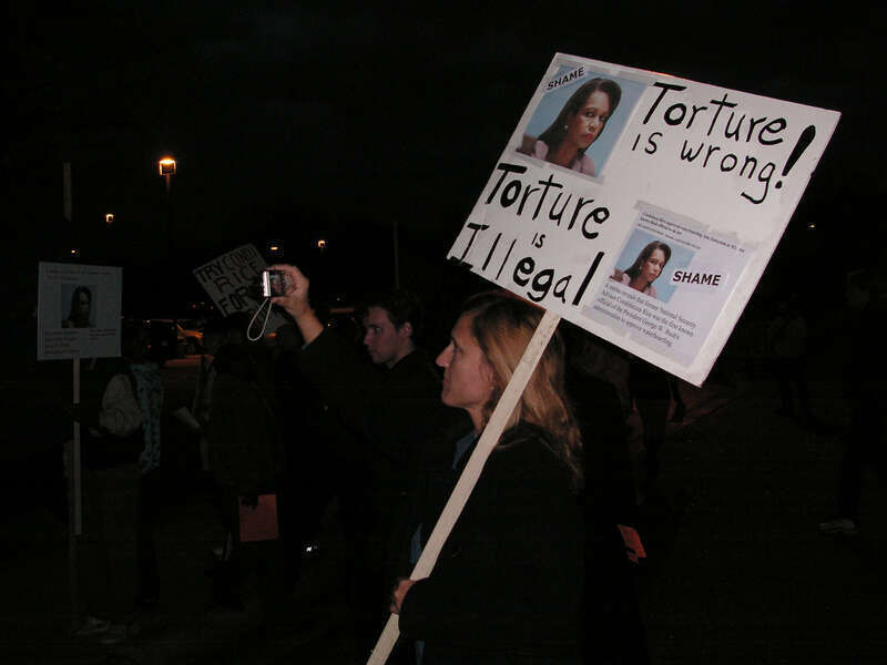 Anti-torture rally at Condoleeza Rice speech in St. Louis Park on November 8, 2009