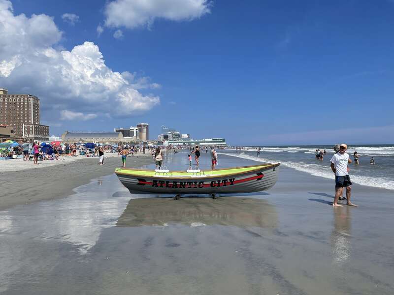 A view of the beach at Atlantic City, New Jersey looking north at Chelsea Avenue
