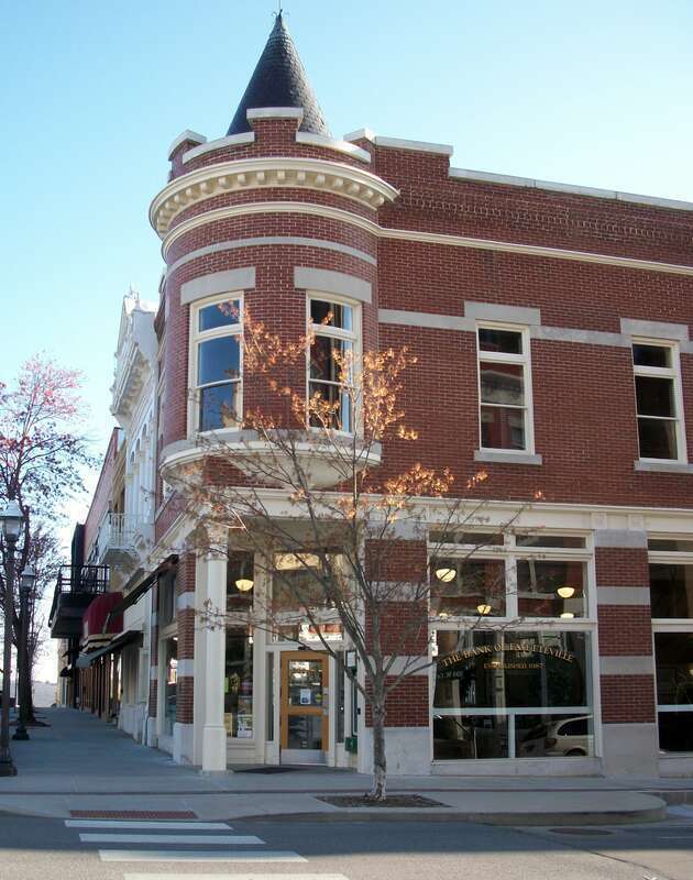 Original Bank of Fayetteville building on the Fayetteville Square in Fayetteville, AR. On the National Register of Historic Places.