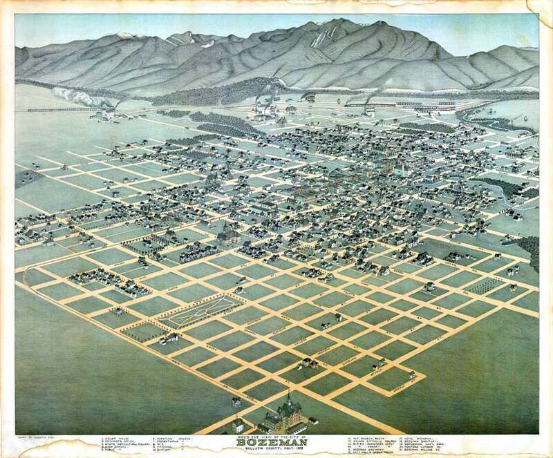 A drawing of Bozeman, Montana, from 1898, provided by the city of Bozeman.