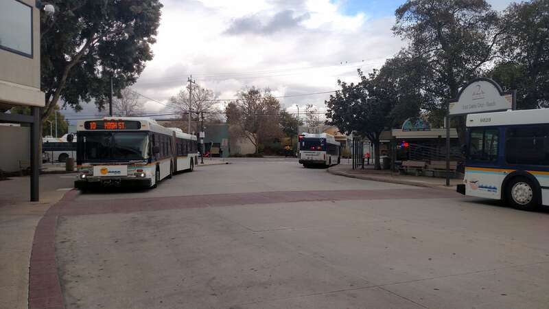Buses at Santa Cruz Metro Center in November 2019