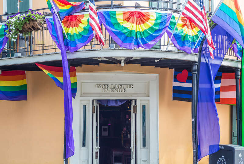 The oldest continuously-operating gay bar in the US, open 24 hours at 901 Bourbon Street in the French Quarter of New Orleans.