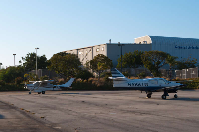 A pair of general aviation aircraft at Santa Monica Airport.
The Cessna belongs to Wildlife Conservancy of Los Angeles, while the Rockwell is owned by a private individual.
N1RC, Cessna 206

N4897W, Rockwell International 114