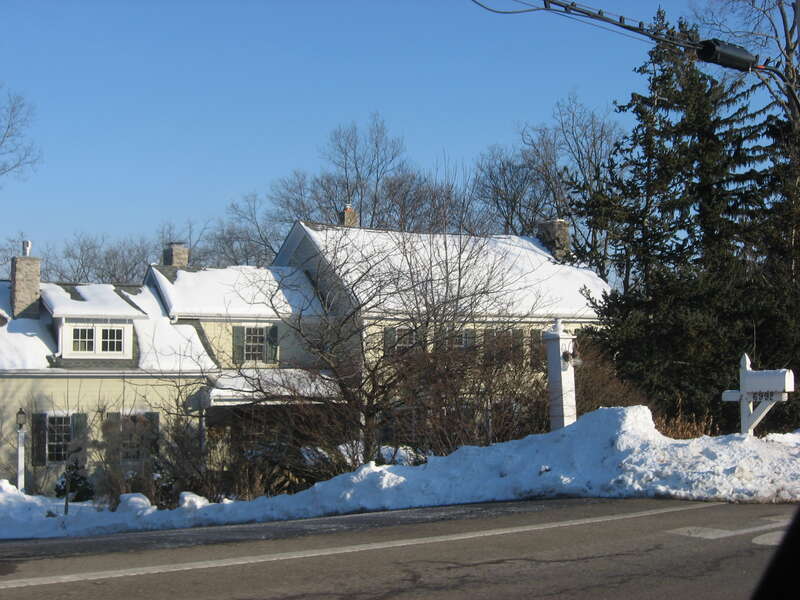 Front of the Charles Mitchell House, located at 6992 Dublin-Bellpoint Road north of Dublin in Washington Township, Franklin County, Ohio, United States.  Built in 1822, it is listed on the National Register of Historic Places.