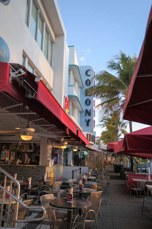 A view of the Colony Hotel in Miami Beach, Florida