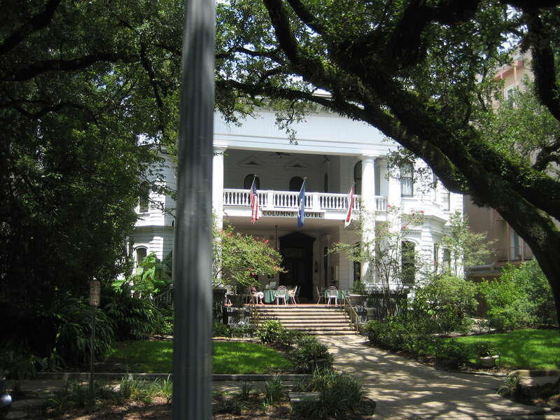 New Orleans: Front of Columns Hotel as seen from St. Charles Streetcar.