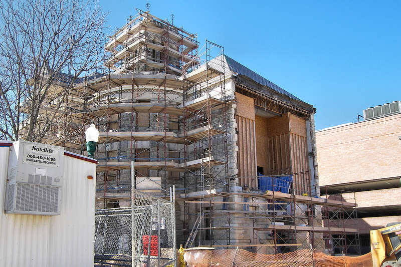 Renovations to the Comal County Courthouse in New Braunfels, Texas, United States. The courthouse was added to the National Register of Historic Places on December 12, 1976.