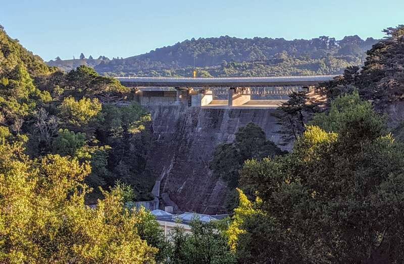 Crystal Springs Dam narrow view from Crystal Springs Road