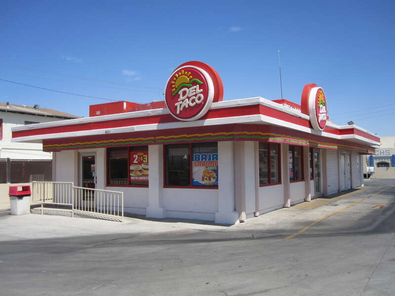 April 2012 photo of Del Taco #1 — at 401 North 1st Avenue, in Barstow, California 92311.
Though #1, it is not the world's first Del Taco in the Del Taco chain, that building is to the east in nearby Yermo, California.