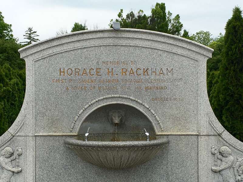 Marker for Horace H. Rackham Memorial Fountain at the Detroit Zoo.