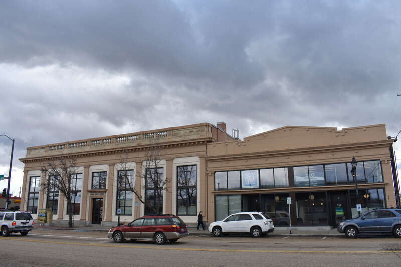 The E.H. Dewey Store (right) and the First National Bank (left) are two properties listed on the National Register of Historic Places.