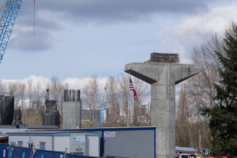 Looking at the area just south of the former South Bellevue Park &amp;amp; Ride where column construction is taking place