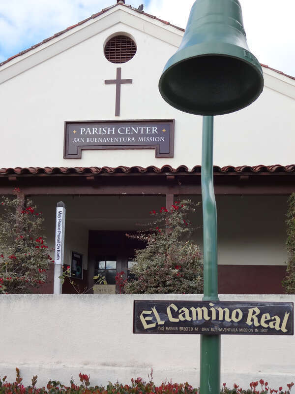 Bell marking the El Camino Real at Mission San Buenaventura