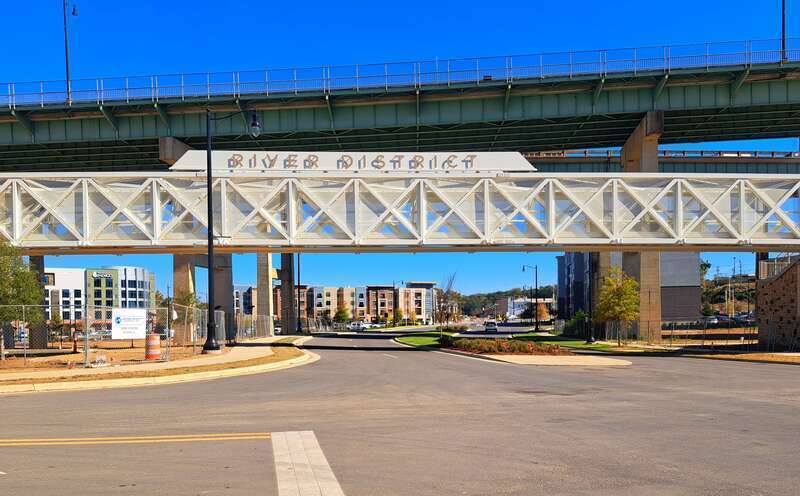 Entering the river district in downtown Tuscaloosa.