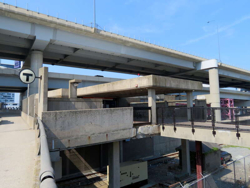 The entrance to Community College station in July 2019