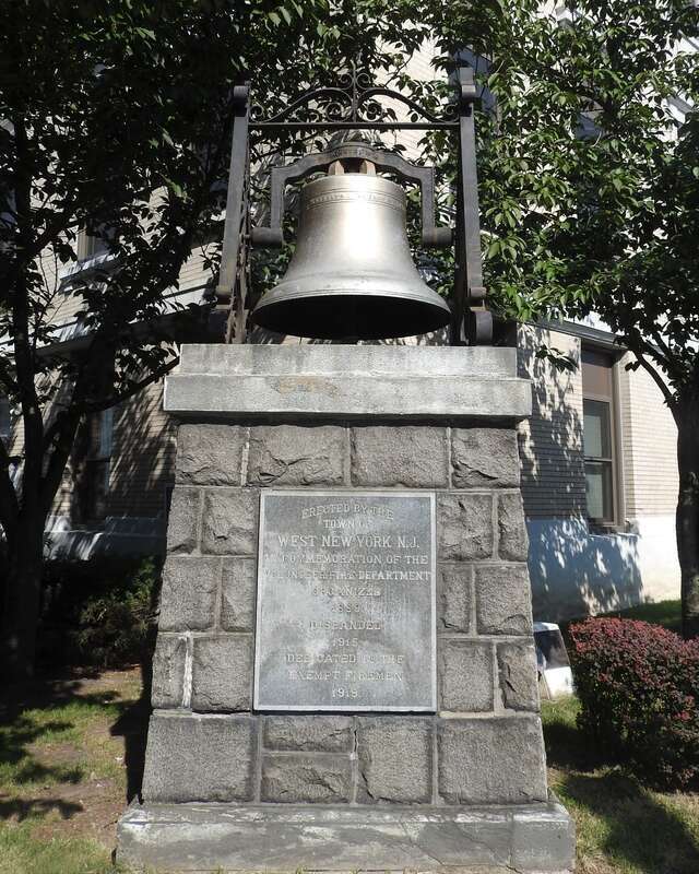 Looking northeast at monument to volunteer fire fighters