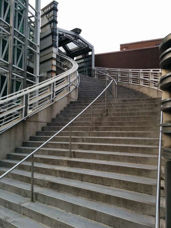 Footsteps to Tribeca Bridge, a pedestrian crossway over West Street in New York City.