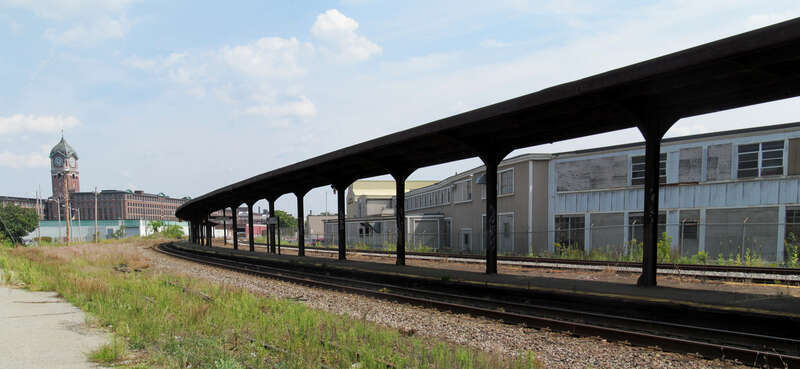 The platform of the former station in Lawrence, used by the MBTA until it was replaced in 2005