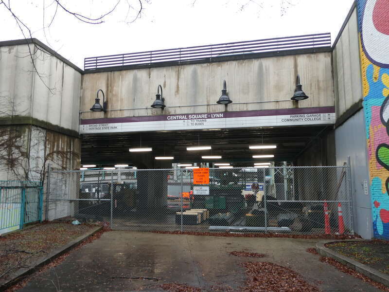 The Munroe Street entrance of the closed Lynn station in December 2023