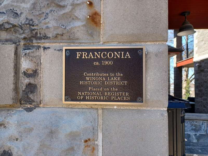 Franconia ca. 1900, Contributes to the WLHD, Placed on the NRHP, plaque