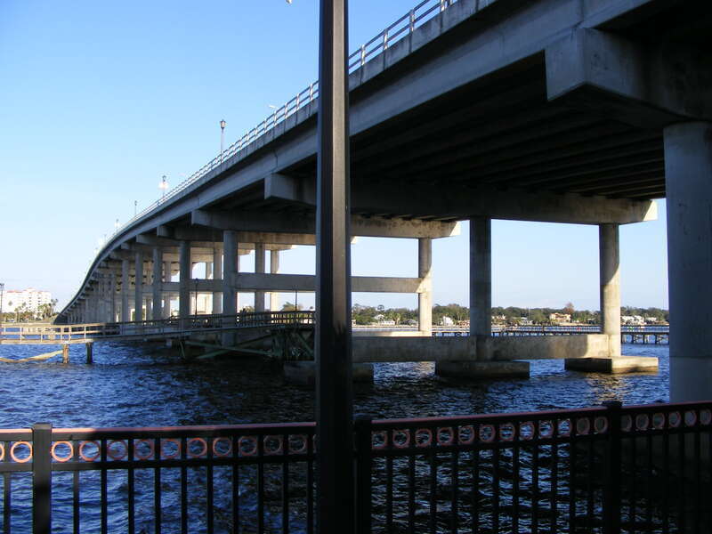 The Granada Bridge, carrying State Highway 40 and Granada Blvd. over the Halifax River, in Ormond Beach, Volusia County, Florida.