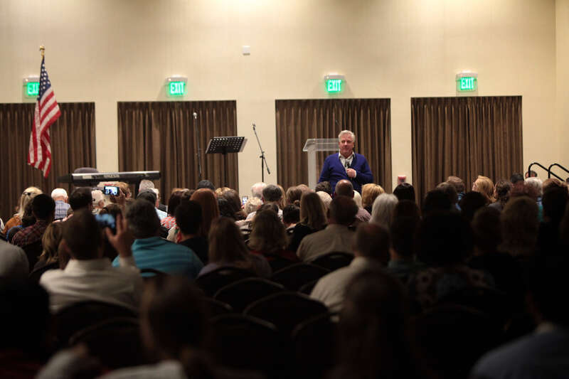 Glenn Beck speaking with attendees at an event titled &quot;An Evening Devotional on the U.S. Constitution&quot; in Mesa, Arizona. Please attribute to Gage Skidmore if used elsewhere.