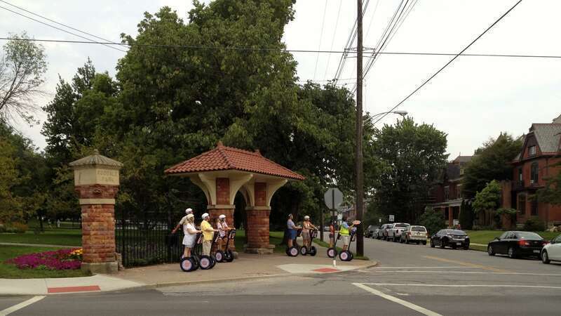 Segway tourists at the Dennison Avenue entrance to Goodale Park