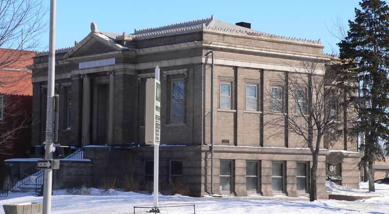 Grand Island Carnegie Library at 321 W. 2nd St. in Grand Island, Nebraska; seen from the northwest.  The building was designed in Classical Revival style by architectural firm Tyler &amp;amp; Son, and built in 1903.  It is listed in the National Register
