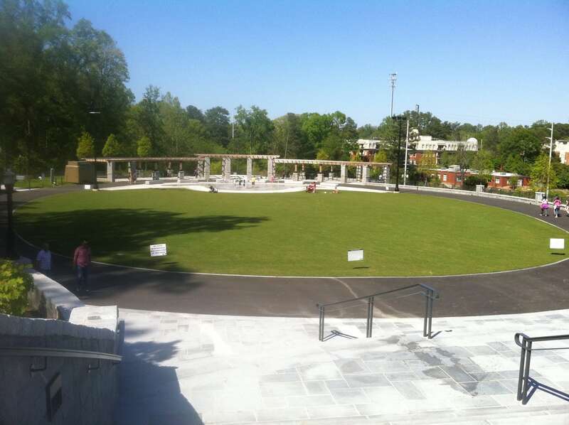 Greensward north plaza with interactive fountain in background Piedmont Park Atlanta