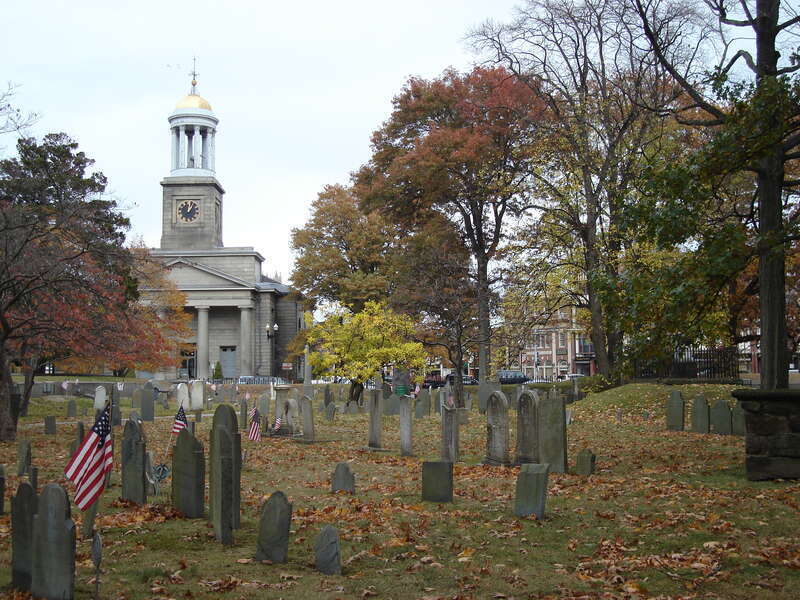Hancock Cemetery in Quincy, Massachusetts, founded in 1640 and added to the National Register of Historic Places in 1982. External link: http://thomascranelibrary.org/htm/802.htm