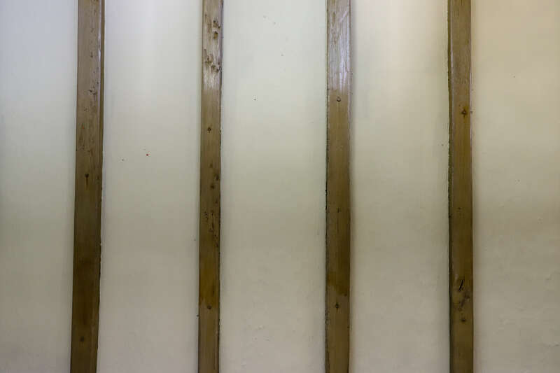 Wood ceiling beams, ballroom, third floor of the Harley Clarke Mansion, Evanston, Illinois.