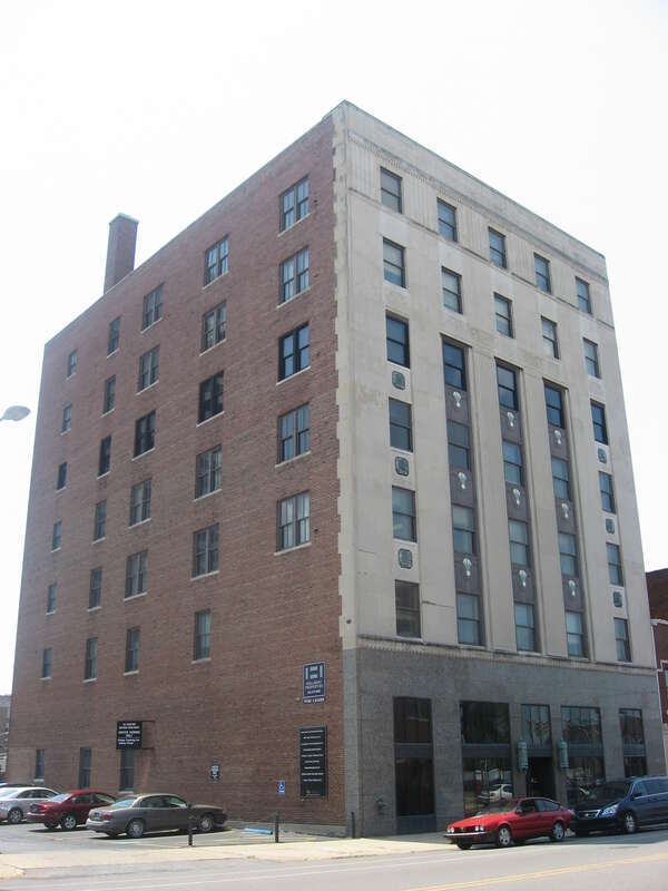 Front and eastern side of the I&amp;amp;M Building, located at 220 W. Colfax Avenue in South Bend, Indiana, United States.  Built in 1929, it is listed on the National Register of Historic Places.