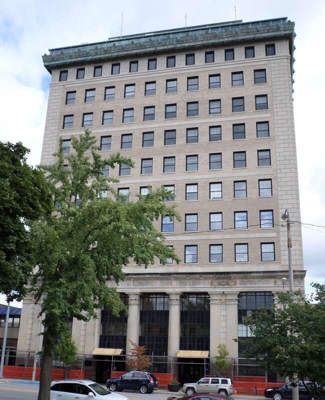 The Industrial Savings Bank Building, located at 432 N. Saginaw St, Flint, MI.