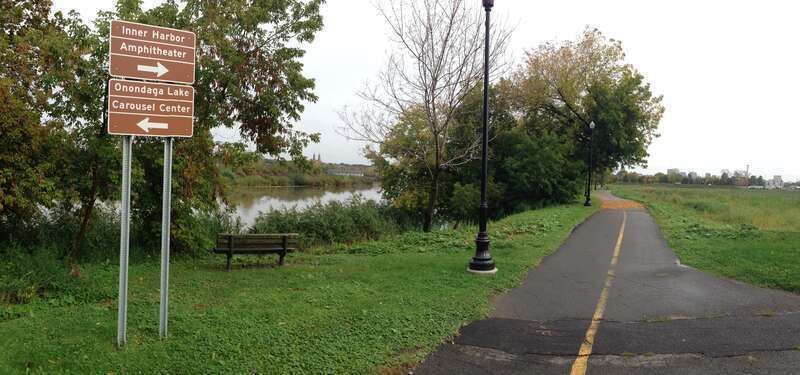 Onondaga Creekwalk in Syracuse, New York's Lakefront neighborhood.