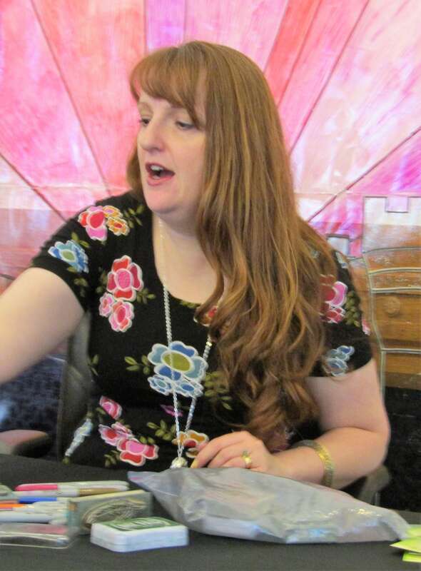 Jessica Day George signing books at an event in the Provo City Library.