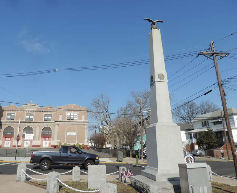 Looking north at Killen Park war memorial on a sunny morning.