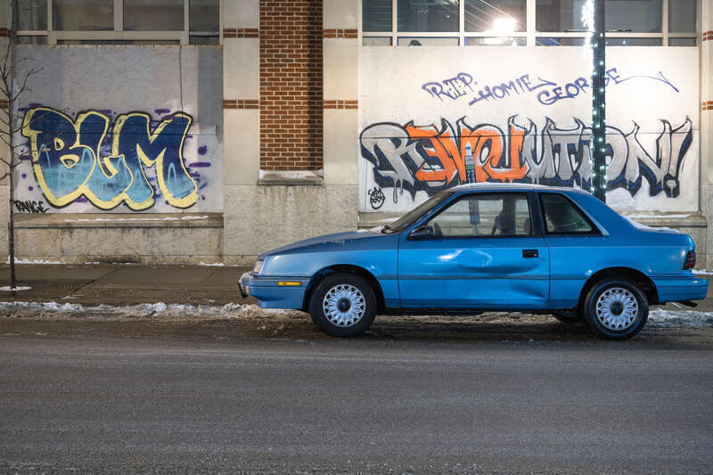 A vehicle parked on Lake Street in Uptown Minneapolis.