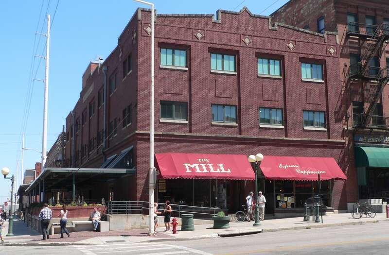 Haymarket District in Lincoln, Nebraska: Stacy Bros. building, located at 800 P Street (northeast corner of 8th and P).  According to a plaque on the building, it was designed by architect Ferdinand C. Fiske and built in 1912.