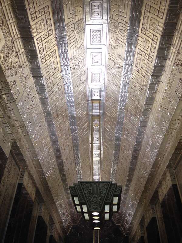 Art deco ceiling in the lobby of 450 Sutter building, San Francisco