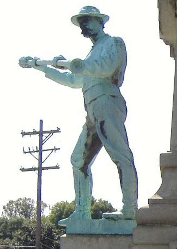 Closeup of a soldier on the Louisville Confederate Monument.