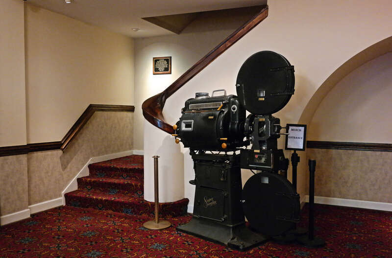 An RCA Photophone projector in the lobby at the Lyric Theater in Blacksburg, Virginia