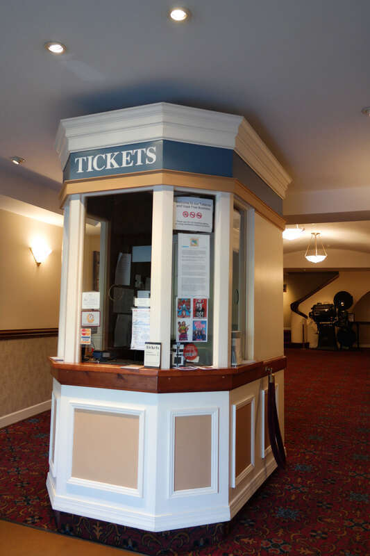 The ticket booth at the Lyric Theater in Blacksburg, Virginia