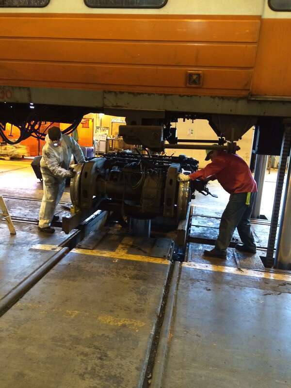 MBTA crews continue repairs, Wellington Car House.