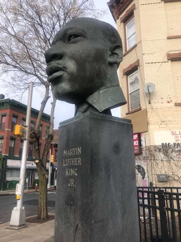 Martin Luther King Memorial Jackson Hill Jersey City by Jonathan Shahn @ MLK Hudson Bergen Light Rail station 2000